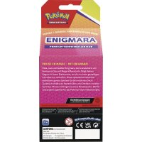 R&uuml;ckseite der Enigmara Premium-Turnierkollektion mit Beschreibung des Inhalts und Hintergrundgeschichte zu Enigmara.