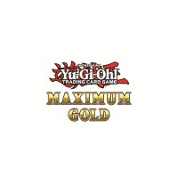 Offizielles Logo des Yu-Gi-Oh! Trading Card Games mit dem Titel &bdquo;Maximum Gold&ldquo; in goldgl&auml;nzender Schrift unter dem roten Yu-Gi-Oh!-Logo.