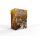 Yu-Gi-Oh! Deckbox mit Motiven von Yugi und Kaiba sowie goldenem Design mit Comic-Panel-Muster.
