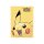 Einzelne Pokémon-Kartenhülle mit fröhlich lächelndem Pikachu auf gelbem Hintergrund und Pokémon-Logo oben rechts.