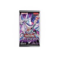 Einzelnes Yu-Gi-Oh! Rage of the Abyss Boosterpack mit Drachenillustration, deutscher Text &bdquo;Deutsche Ausgabe&ldquo; und &bdquo;1. Auflage&ldquo;.