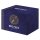Blaue One Piece Card Game Deckbox mit goldener Kompassrose und Linienmuster im nautischen Stil.