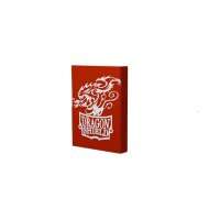 Rote Dragon Shield Box mit stilisiertem Drachenkopf und...