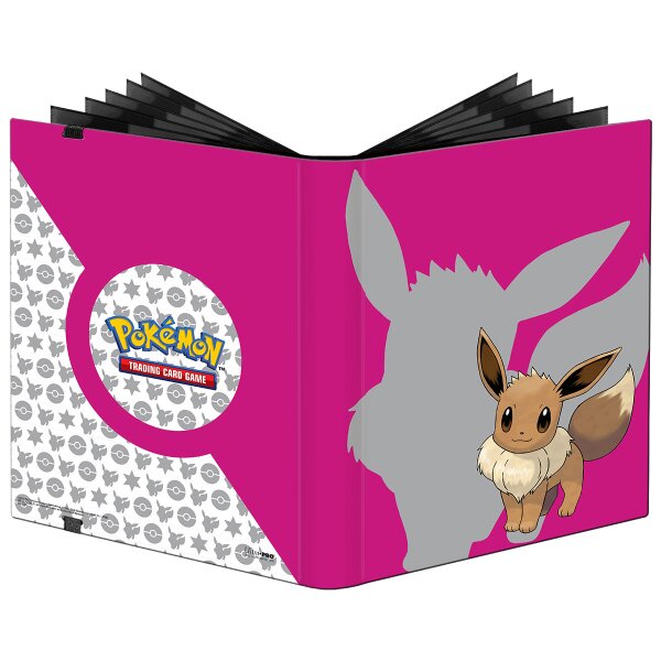 Pokémon-Sammelordner mit pinkem Hintergrund und...