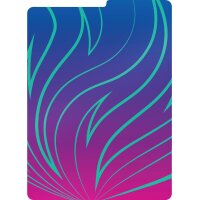 R&uuml;ckseitige Motivkarte im stilisierten Musterdesign in Pink, Blau und T&uuml;rkis, angelehnt an das Zoroark-Motiv.