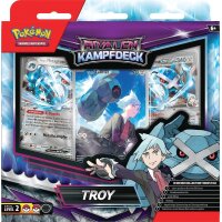 Frontansicht des Pokémon Kampfdecks Troy mit Fokus...