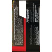 R&uuml;ckseite eines Mega-Entwicklung-Boosterpacks mit Informationen zur Edition, Herstellerangaben und Sammelkarten-Inhalt.