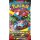 Boosterpack der Pokémon TCG-Serie „Mega-Entwicklung“ mit Mega-Bisaflor auf dem Cover, umgeben von bunten Designelementen.
