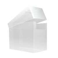 Ge&ouml;ffnete und leere Ultra Pro Card Preserver Box zur Darstellung der transparenten Kunststoffstruktur ohne Inhalt.