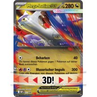 &Uuml;bergro&szlig;e Mega-Latias ex Wackelbildkarte mit 3D-Hinweis und Bewegungsanzeige auf der Kartenfront.