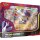 Pokémon Mega-Latias ex Kollektion mit Jumbo-Karte, Promokarte und 4 Boosterpacks in linker Schrägansicht.