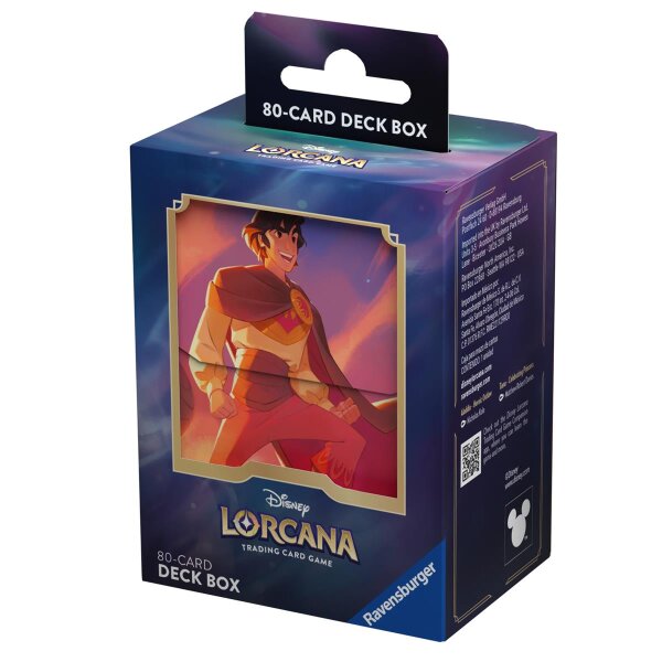Disney Lorcana Deckbox mit Aladdin auf der Vorderseite...