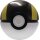 Pokémon TCG Hyperball Tin mit schwarzem und gelbem Muster, runde Sammeldose im klassischen Pokéball-Stil.