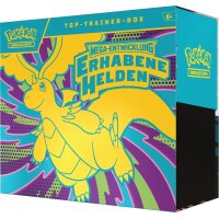 Schr&auml;gansicht der Top-Trainer-Box &bdquo;Erhabene Helden&ldquo; mit farbenfrohem Dragoran-Artwork und Pok&eacute;mon-Logo.