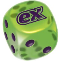 Gr&uuml;ner Schadensw&uuml;rfel mit &bdquo;ex&ldquo;-Logo aus der Top-Trainer-Box &bdquo;Erhabene Helden&ldquo;.
