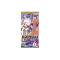Ein Boosterpack des One Piece Card Game EB-04 &bdquo;Egghead Crisis&ldquo; mit Luffy Gear 5 Artwork und gold-violettem Design.