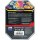 Rückseite der Pokémon Mega-Glurak-X-Tin-Box mit Produktbeschreibung, Inhaltsangaben, Logos und Herstellerinformationen.