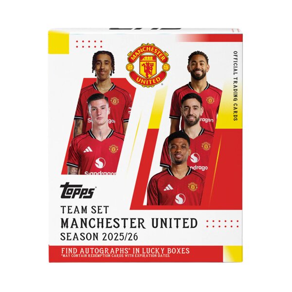 Topps Team Set Manchester United Saison 2025/26 Trading Cards Box mit Spielerporträts und Autogramm-Chance
