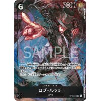 One Piece Card Game Karte Rob Lucci OP03-092 SR in einer dynamischen Angriffspose.