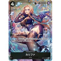One Piece Card Game Karte Kalifa OP03-081 R mit farbenfrohem blau-pinkem Motiv.