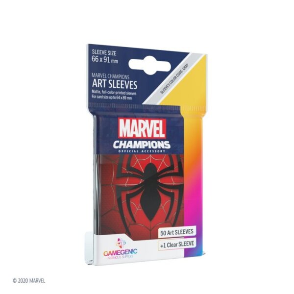 Verpackung der Marvel Champions Art Sleeves mit rotem...