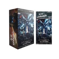 Solo Leveling Collect Cards 3 &ndash; Produktfoto mit Display-Box und einzelner Booster-Packung vor wei&szlig;em Hintergrund.