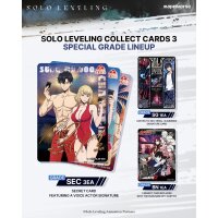 Solo Leveling Collect Cards 3 &ndash; &bdquo;Special Grade Lineup&ldquo;-&Uuml;bersicht mit SEC/SG/BN-Kartenabbildungen und Hinweis zu serial-numbered Signature Card.
