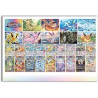 Gro&szlig;es Sammlerposter aus der Pok&eacute;mon Karmesin &amp; Purpur &bdquo;Prismatische Entwicklungen&ldquo; Poster-Kollektion mit Illustrationen von Evoli und allen Entwicklungen.