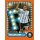 Juan Román Riquelme Insertkarte mit Leuchtzahl-Motiv im Argentinien-Trikot vor orangem Hintergrund, nummeriert 10/25.