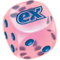 Spielw&uuml;rfel (W6) in Pink mit blauem &bdquo;ex&ldquo;-Logo (Zubeh&ouml;r aus der Top-Trainer-Box)