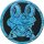 Pokémon-Münze mit Froxy (Froakie) – blaues Holo-Design auf schwarzem Hintergrund
