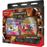 Pok&eacute;mon Sammelkartenspiel Liga-Kampfdeck Mega-Lucario-ex (Deutsch), Verpackung schr&auml;g von vorn/rechts