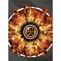 Deckbox aus dem Liga-Kampfdeck Mega-Lucario-ex, Vorderseite (Faust-Symbol) als Flachansicht