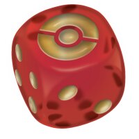 M&uuml;nzwurf-W&uuml;rfel (rot) aus dem Liga-Kampfdeck Mega-Lucario-ex, Detailansicht