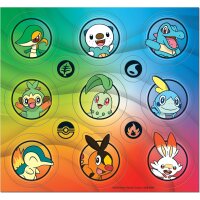 Stickerbogen der Pok&eacute;mon Erste Partner Illustrations-Kollektion Serie 2 mit neun Starter-Pok&eacute;mon.
