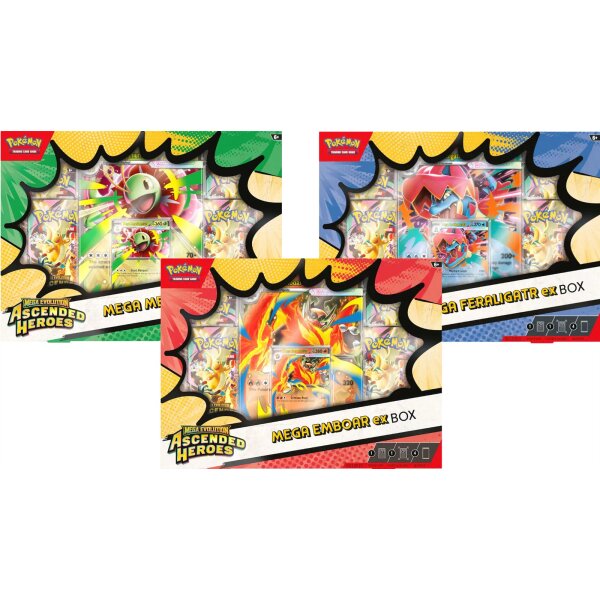Mega Emboar ex und Mega Feraligatr ex.