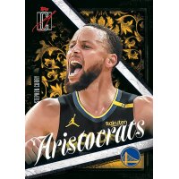 Topps Signature Class Aristocrats Karte mit jubelndem Warriors-Spieler auf schwarzem Gold-Design.