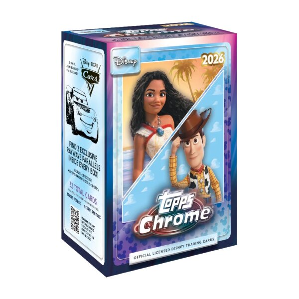 2026 Topps Chrome Disney Blaster Box mit Moana und Woody...