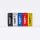 GEM.ELEVEN SWIFT Play Sleeves in Schwarz, Weiß, Blau, Rot und Gelb nebeneinander.