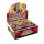 Yu-Gi-Oh! Blazing Vortex Display in deutscher Sprache mit 24 Boosterpacks und leuchtendem Drachenritter auf rotem Hintergrund.