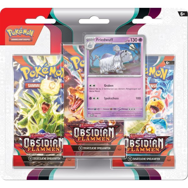 Pokémon KP03 Obsidianflammen: Friedwuff 3-Pack Blister