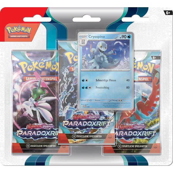 Pokémon KP04 Paradoxrift 3-Pack-Blister [Cryospino] Karmesin & Purpur