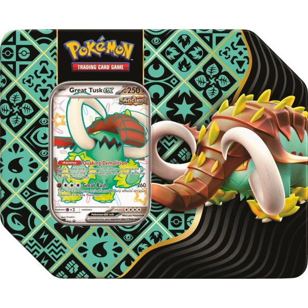 Pokémon: Scarlet & Violet 4.5 - Paldean Fates - Tin Box (5 Booster Inhalt) Great Tusk Version 1