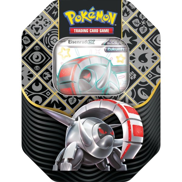 Pokemon: Karmesin & Purpur 4.5 - Paldeas Schicksale - Tin Box (4 Booster Inhalt) - Eisenrad Version 2 - DE