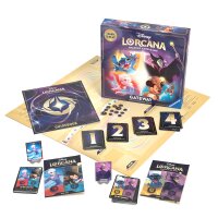 Ausgepackter Inhalt des Disney Lorcana Gateway Sets mit...