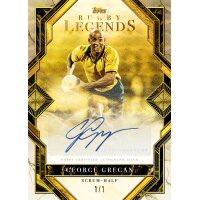 Topps Rugby Legends Autogrammkarte von George Gregan, Scrum-Half, nummeriert 1/1.