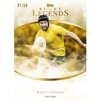Topps Rugby Legends Karte von Matt Giteau, Centre, nummeriert 01/50.