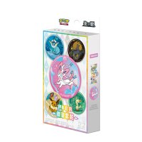 Pok&eacute;mon Eevee &amp; Friends Terastal Gathering Badge Set mit 72 regul&auml;ren und 9 seltenen Motiven.