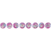 Acht runde Sylveon Badge-Motive aus dem Pok&eacute;mon Terastal Gathering Sammelset.