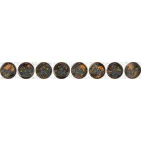 Acht runde Umbreon Badge-Motive aus dem Pok&eacute;mon Terastal Gathering Sammelset.